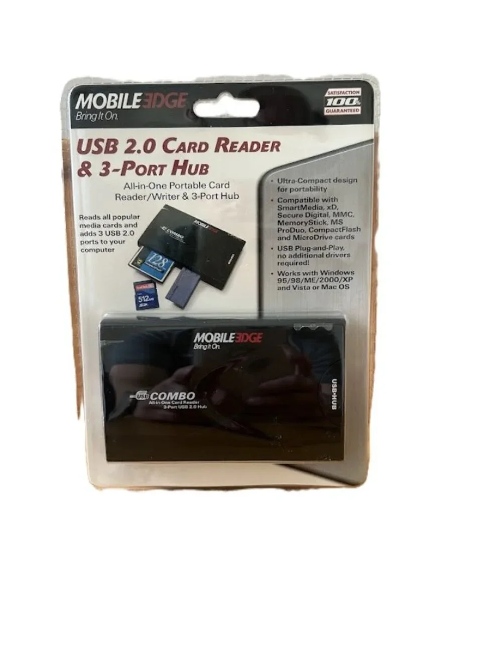 NWT Mobile Edge All-In-One USB 2.0 Card Reader & 3-Port Hub - New In Box